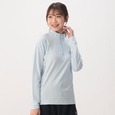 ELLE エル オム【L】パリ ロゴ ヴィンテージ ハーフジッパー グレー 紺 ELLE SPORT 3E相当 幅広 ワイド エルスポーツ レディース