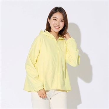 ELLE SPORT(エルスポーツ) 背中ギャザーフード付きジャケット 吸汗速乾 UV ストレッチ レディス(キイロ-XL)
