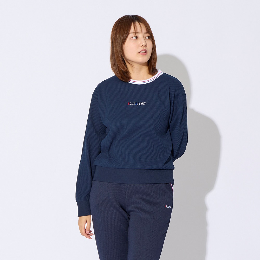 ELLE SPORT(エルスポーツ) ワッフルプルオーバー 吸汗速乾 UV