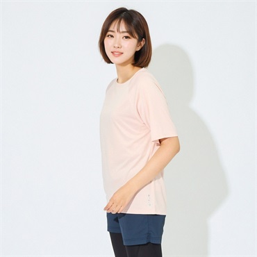 ピースフィットクール RelaxFit 半袖Tシャツ 遮熱 吸汗速乾 通気性 UVカット(90%) 透けにくい 反射材付き トップバリュ レディス(ウスアカ-XL)