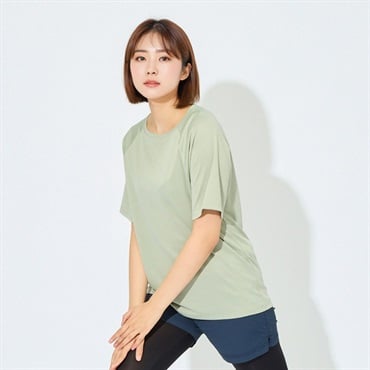 ピースフィットクール RelaxFit 半袖Tシャツ 遮熱 吸汗速乾 通気性 UVカット(90%) 透けにくい 反射材付き トップバリュ レディス(ミドリ-M)