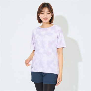 ピースフィットクール RelaxFit プリント半袖Tシャツ 遮熱 吸汗速乾 通気性 UVカット(90%) 透けにくい 反射材付き トップバリュ レディス(ウスムラサキ-2XL)