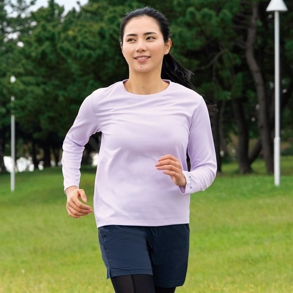 トップバリュドライ長袖Tシャツ 遮熱 吸汗速乾 通気性 UVカット(90%) 透けにくい 反射材付き レディス(ウスムラサキ-S)