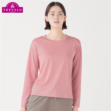 トップバリュドライ杢調長袖Tシャツ 遮熱 吸汗速乾 通気性 UVカット(90%) 透けにくい 反射材付き レディス