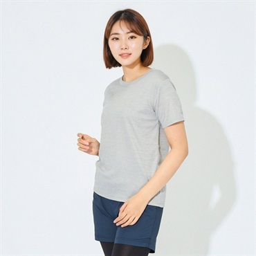 ピースフィットクール RegularFit 杢調半袖Tシャツ 遮熱 吸汗速乾 通気性 UVカット(90%) 透けにくい 反射材付き トップバリュ レディス(ウスクロ-L)