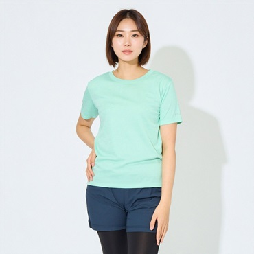ピースフィットクール RegularFit 杢調半袖Tシャツ 遮熱 吸汗速乾 通気性 UVカット(90%) 透けにくい 反射材付き トップバリュ レディス(ウスミドリ-L)