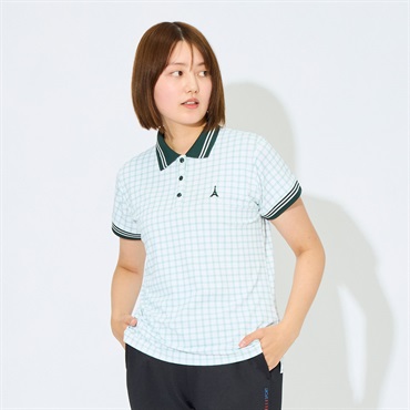 ELLE SPORT(エルスポーツ) カノコポロシャツ ストレッチ カノコ素材 総柄 UV対策 吸汗速乾 接触冷感 レディス