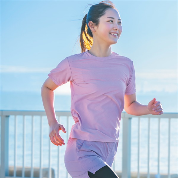 爆速乾軽量半袖Tシャツ 吸水速乾 通気性 再帰反射 sporsium（スポージアム） レディス(ウスアカ-XL)