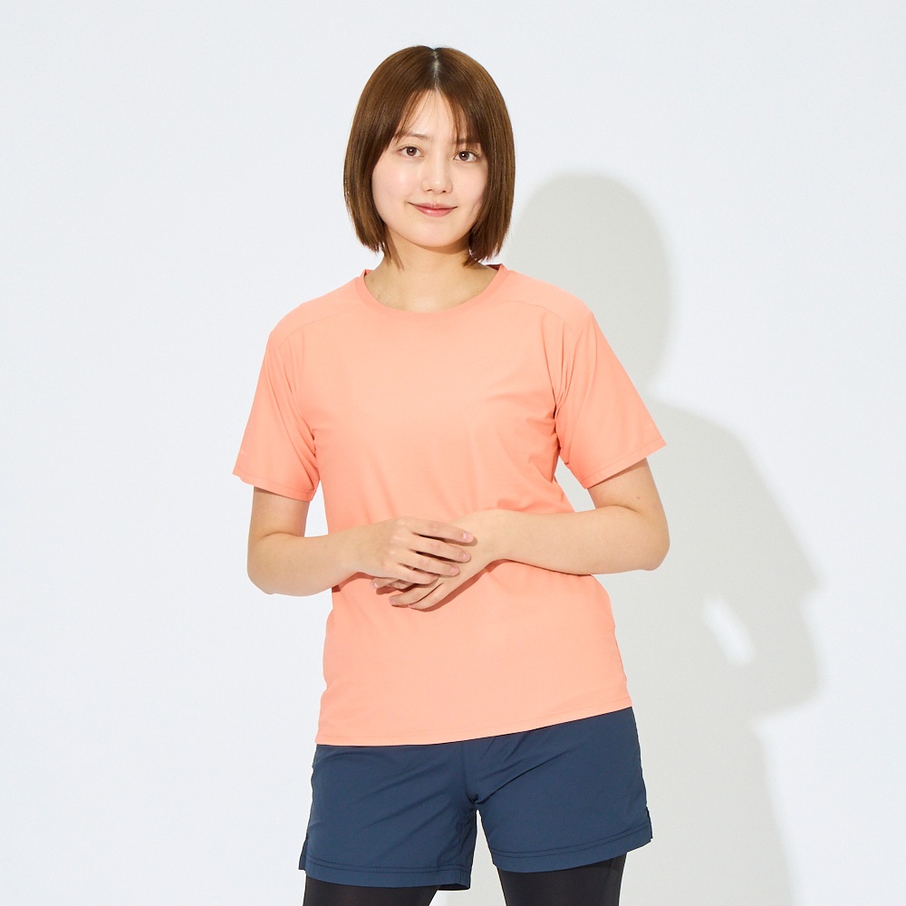 爆速乾軽量半袖Tシャツ 吸水速乾 通気性 再帰反射 sporsium（スポージアム） レディス(ウスダイダイ-XL)