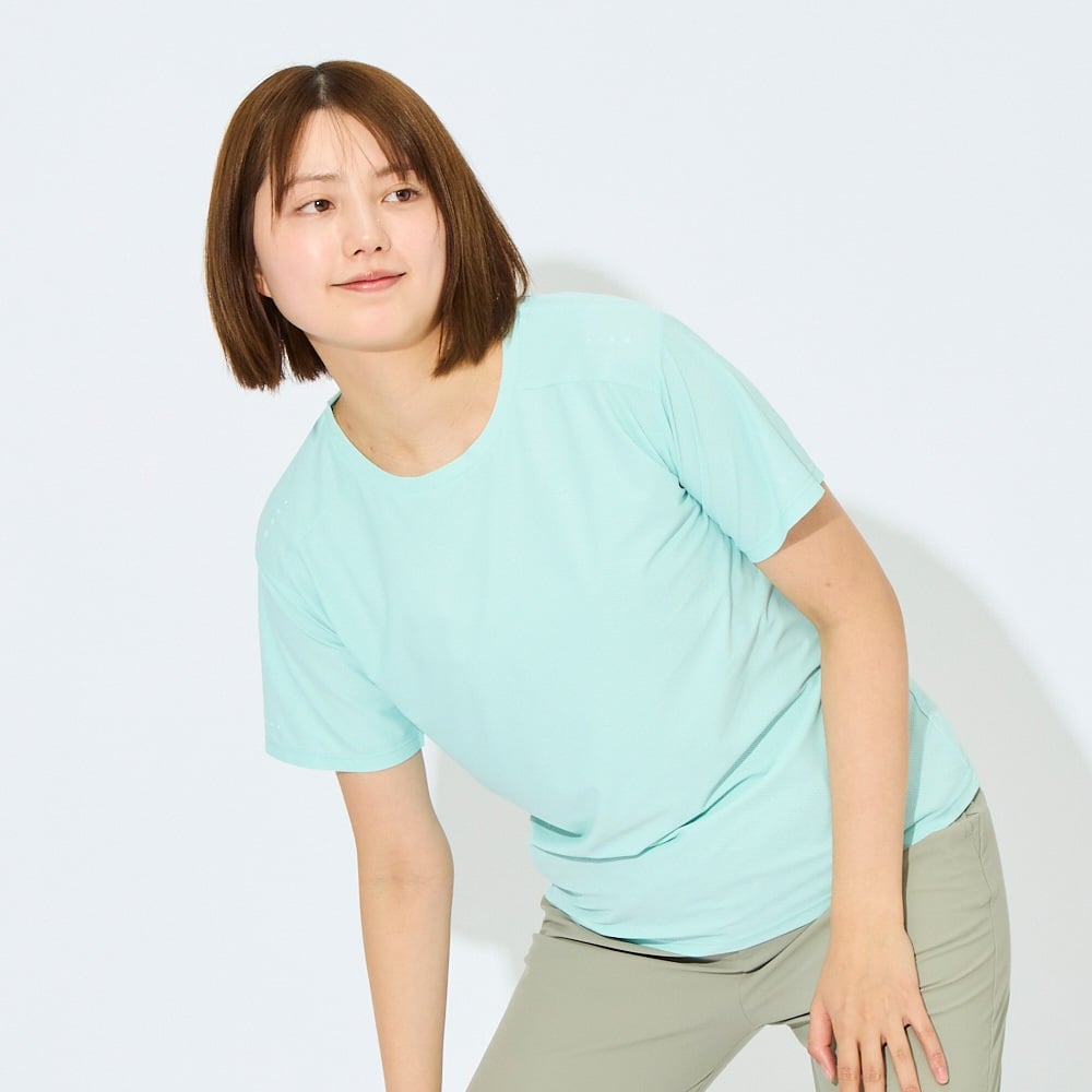 爆速乾軽量半袖Tシャツ 吸水速乾 通気性 再帰反射 sporsium（スポージアム） レディス(ウスアオ-S)