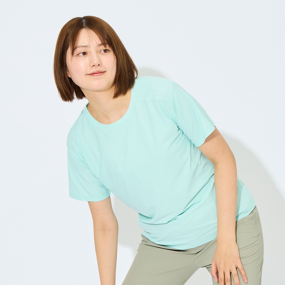 爆速乾軽量半袖Tシャツ 吸水速乾 通気性 再帰反射 sporsium（スポージアム） レディス(ウスアオ-M)