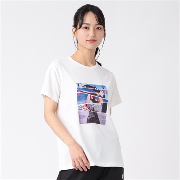 ELLE SPORT(エルスポーツ) 80周年フォトTシャツ メッシュ素材 吸汗速乾 接触冷感 UV対策 レディス