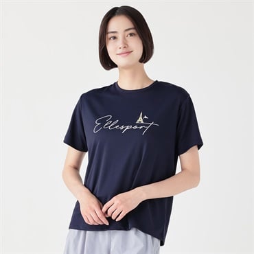 ELLE SPORT(エルスポーツ) エッフェル塔ロゴTシャツ メッシュ素材 吸汗速乾 接触冷感 UV対策 レディス(コイアオ-L)