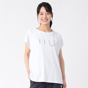 ELLE SPORT(エルスポーツ) 総柄タンクトップTシャツアンサンブル 吸汗速乾 接触冷感 レディス(シロ-M)
