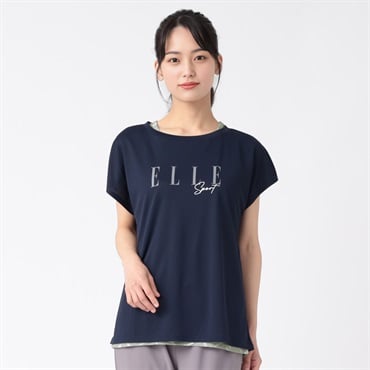 ELLE SPORT(エルスポーツ) 総柄タンクトップTシャツアンサンブル 吸汗速乾 接触冷感 レディス