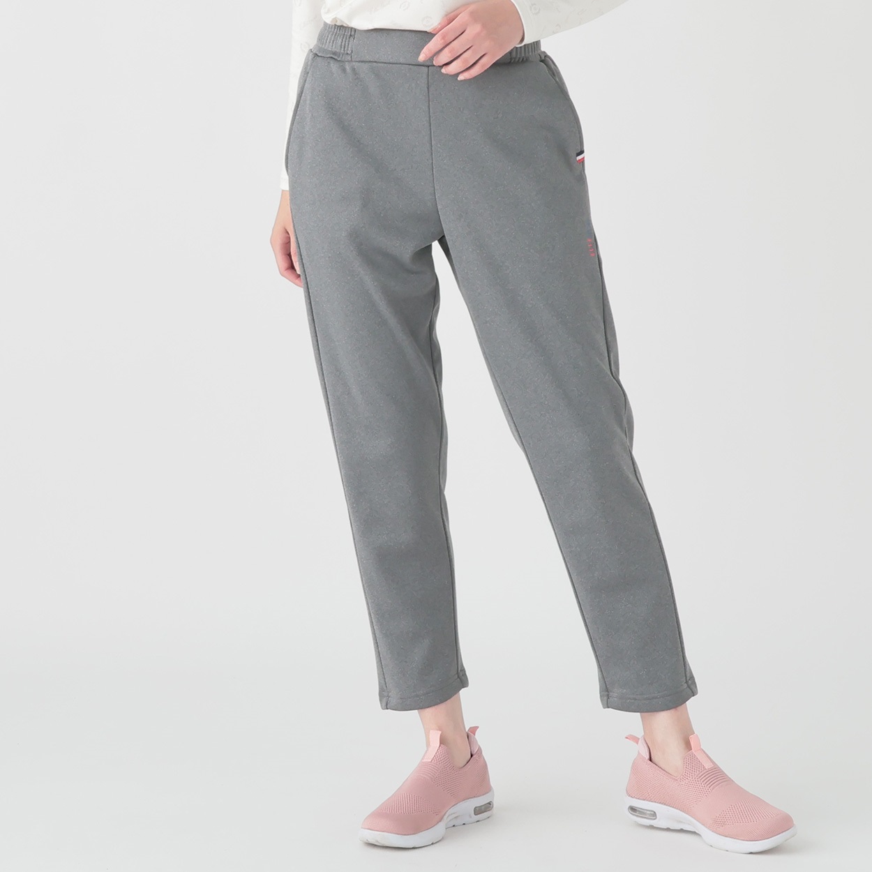 ELLE SPORT(エルスポーツ) 裏ベロアスタイルアップパンツ UV ストレッチ レディス(ウスクロ-XL)