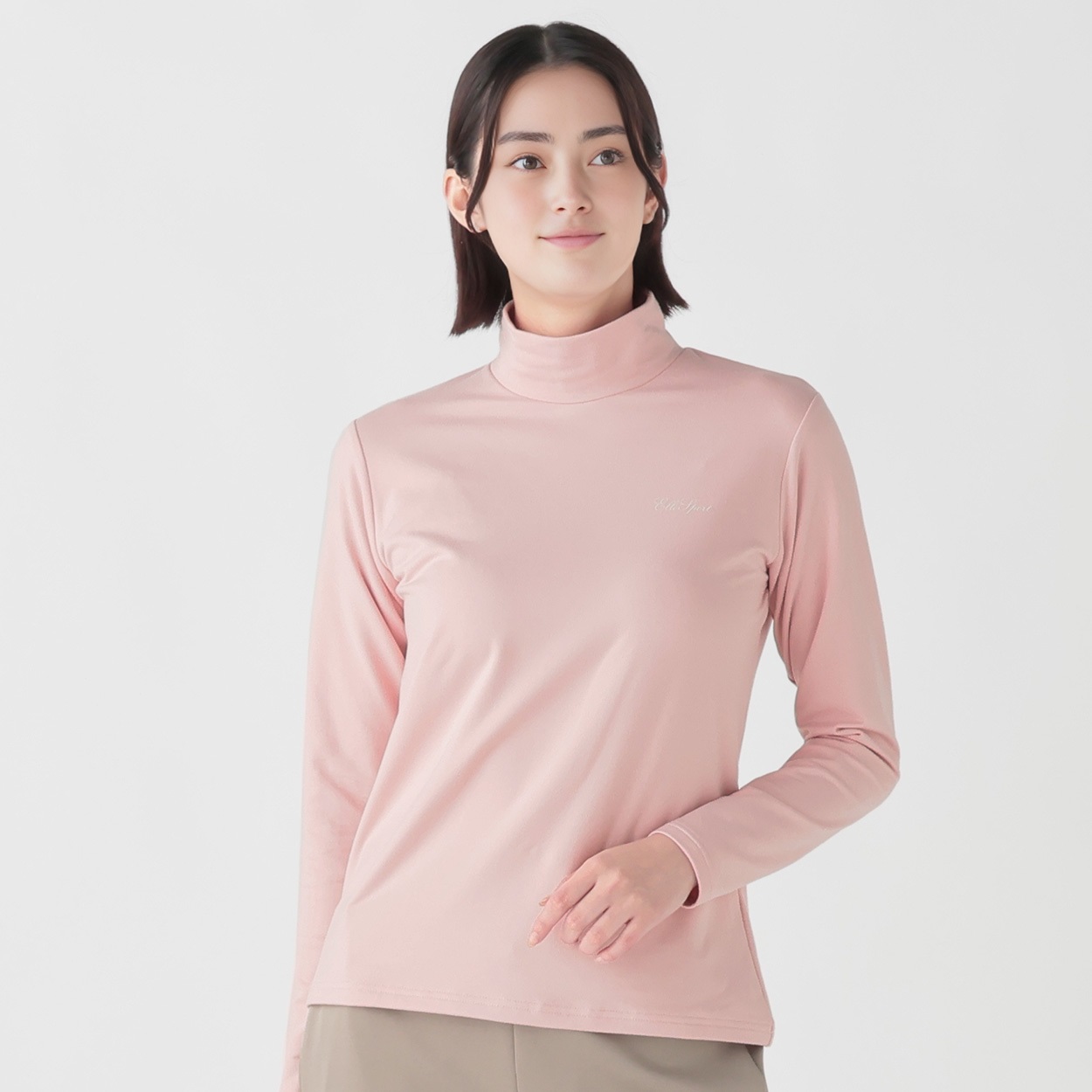 ELLE SPORT(エルスポーツ) 裏起毛スタンドネックプルオーバー ストレッチ レディス(ウスアカ-M)