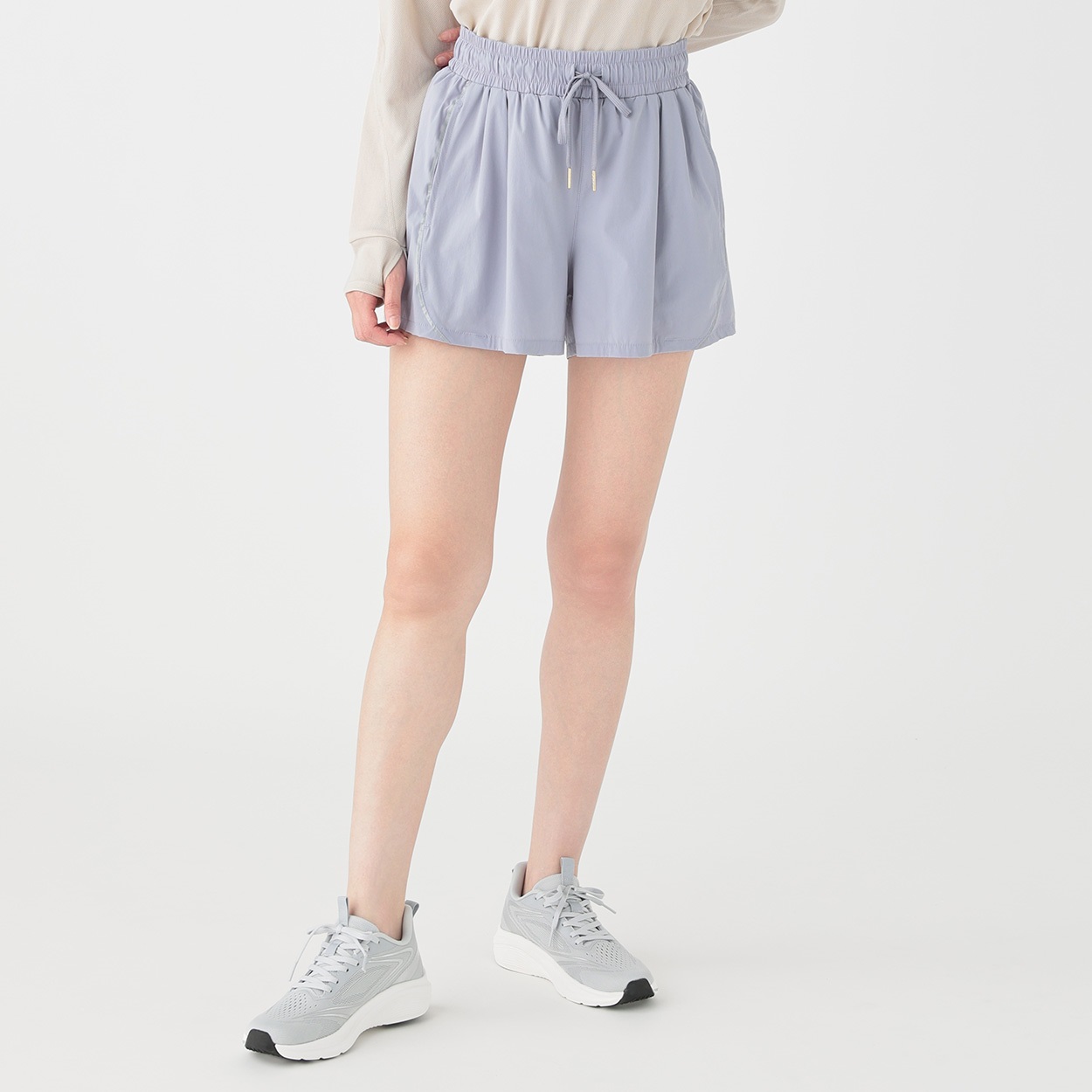 ナイトラン ショートパンツ リフレクター ストレッチ UV加工 sporsium（スポージアム） レディス(ウスムラサキ-M)
