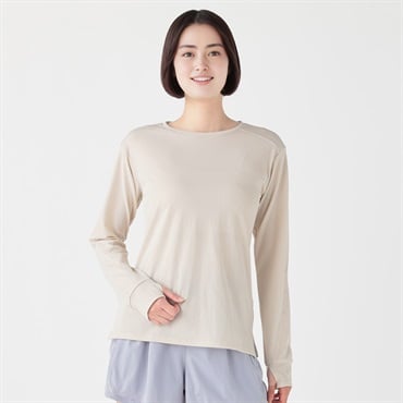 ナイトラン 爆速乾長袖Tシャツ リフレクター 通気性 速乾性 サムホール sporsium（スポージアム） レディス(アイボリー-S)
