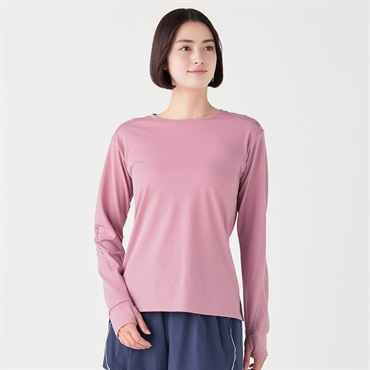 ナイトラン 爆速乾長袖Tシャツ リフレクター 通気性 速乾性 サムホール sporsium（スポージアム） レディス(ウスアカ-S)
