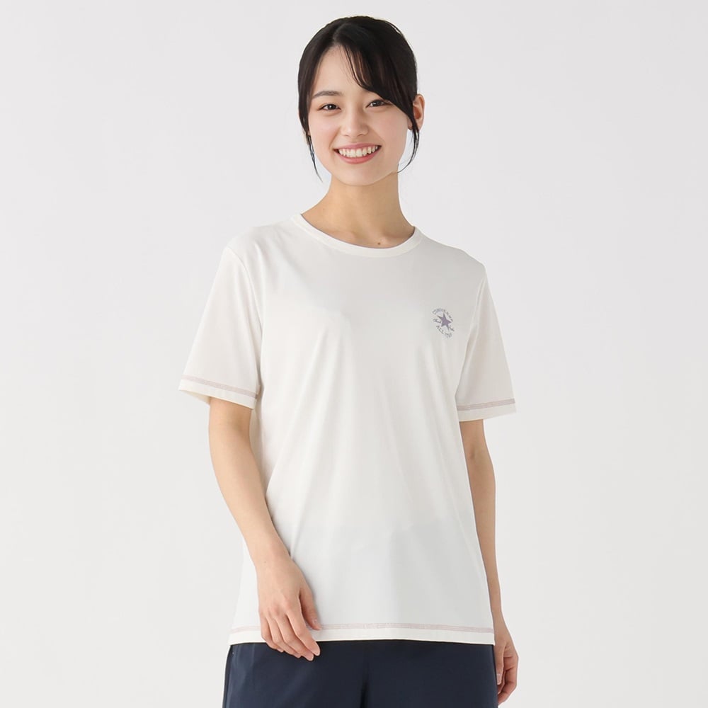 tシャツ 接触冷感 吸水速乾 ワンポイントロゴ ピスネーム ボートネック パフスリーブ半袖Tシャツ レディース セール】 接触冷感 ワンポイントロゴ ピスネーム ボートネック