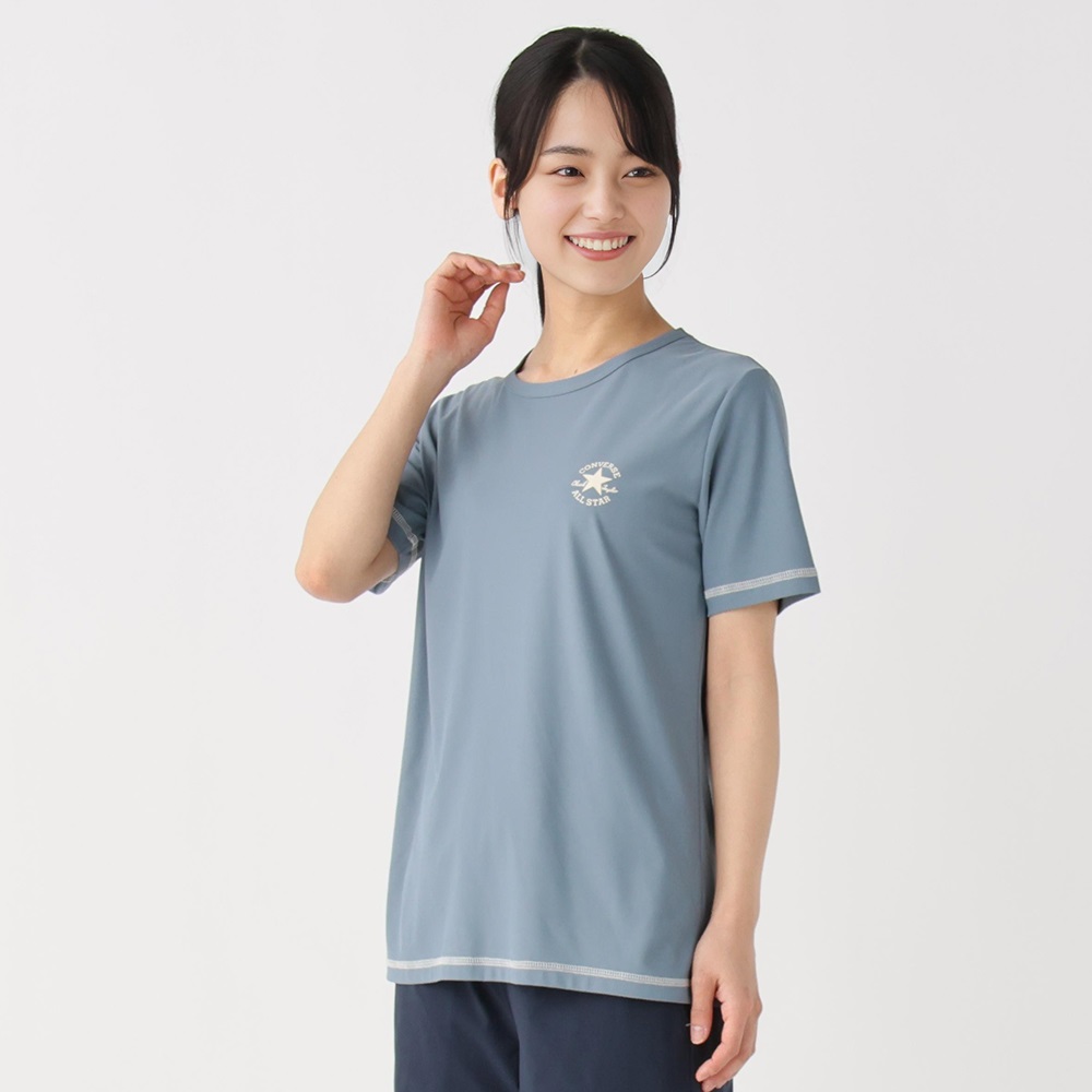 tシャツ 吸水速乾 ワンポイントロゴプリント 半袖Tシャツ レディース CONVERSE(コンバース) ワンポイント半袖Tシャツ 接触冷感 UV