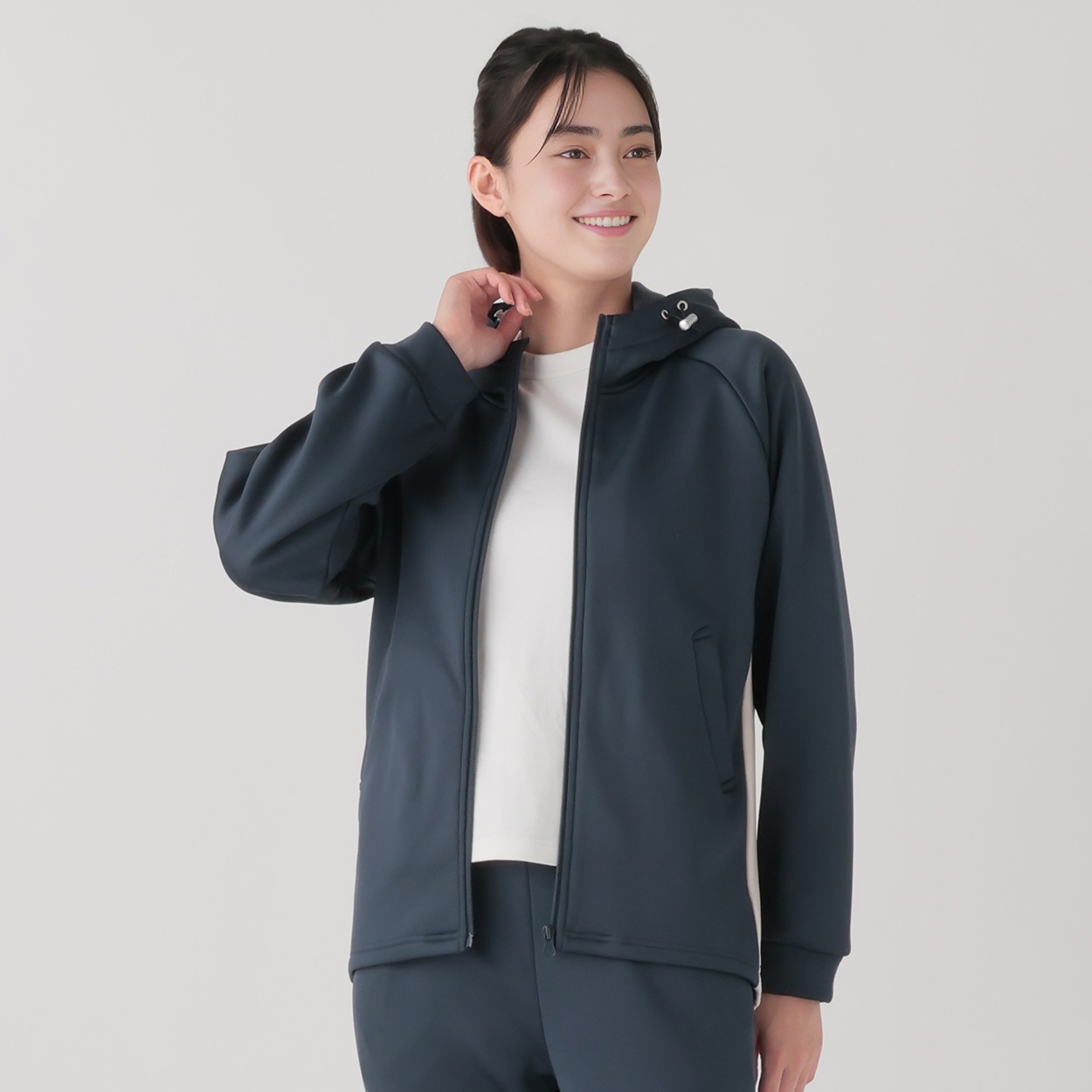 M adabat 保温 裏起毛 ストレッチ スニードジャケット ネイビー 紺 ドライ裏シャギーストレッチジャケット 裏地あったか 吸水速乾