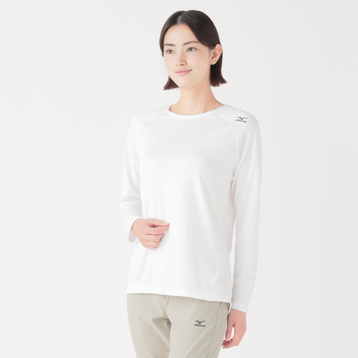 mizuno(ミズノ) エアホール長袖Tシャツ レディス(シロ-M)