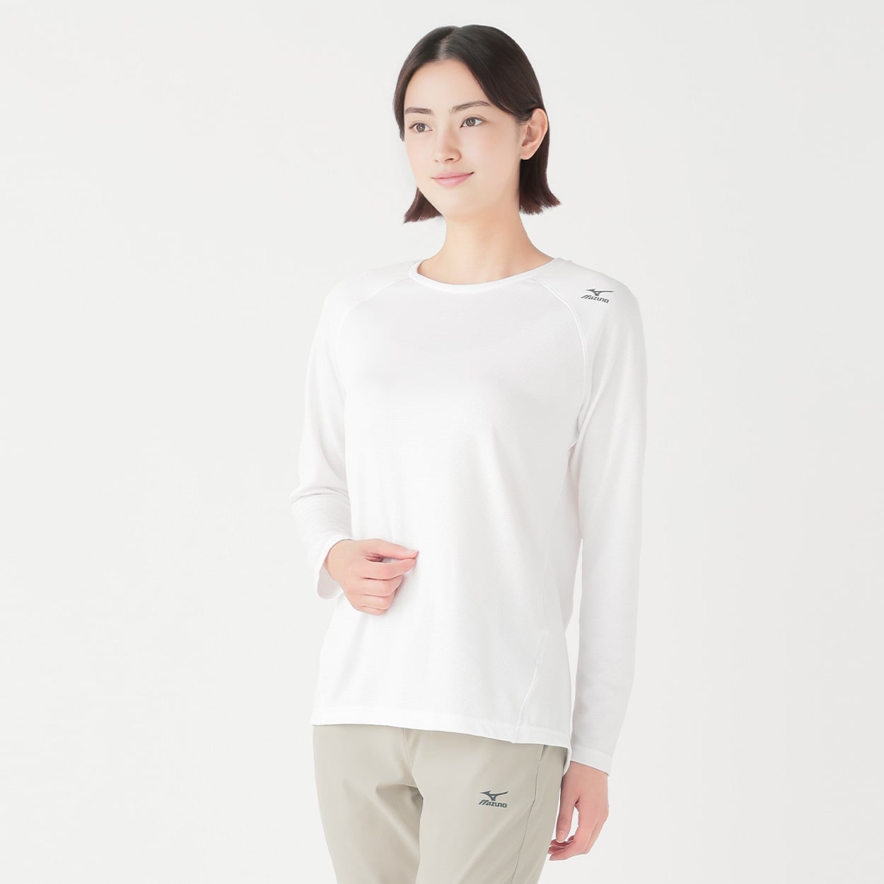 mizuno(ミズノ) エアホール長袖Tシャツ レディス(シロ-L)