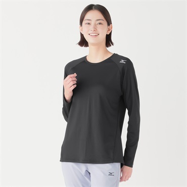 mizuno(ミズノ) エアホール長袖Tシャツ レディス(クロ-S)