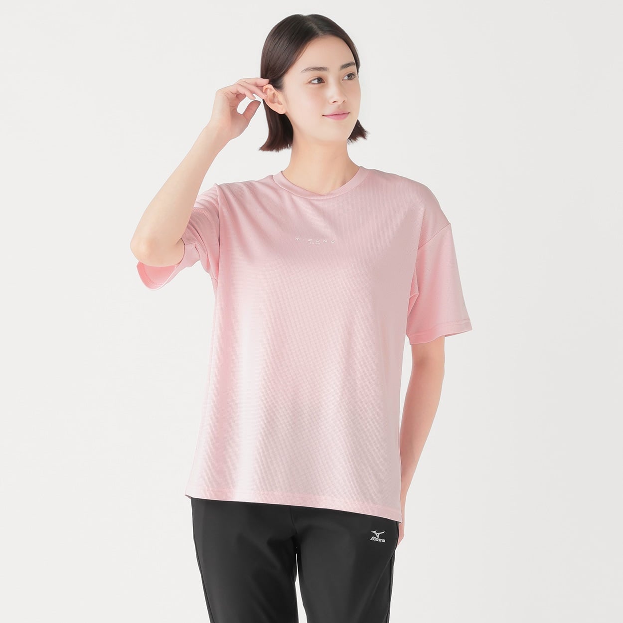 mizuno(ミズノ) エアホール半袖Tシャツ レディス(ウスアカ-L)