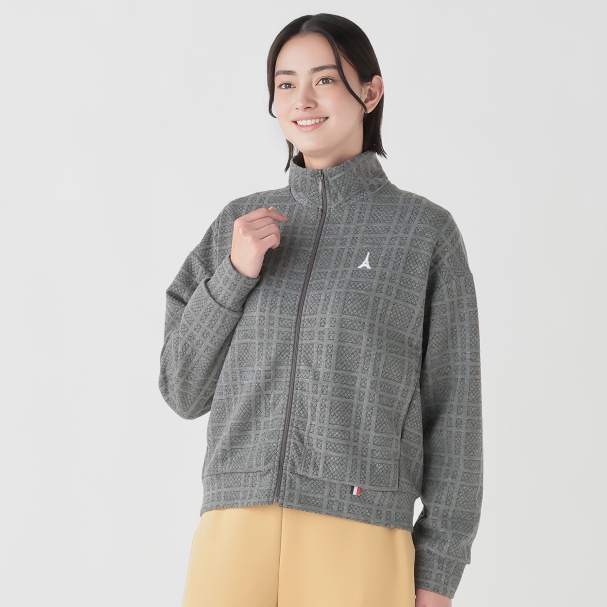 ELLE SPORT(エルスポーツ) ジャガードスタンドジャケット キルティング 