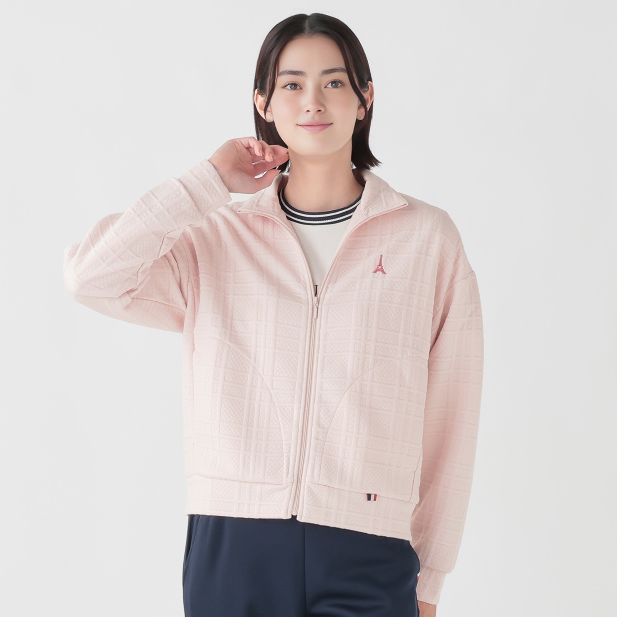 ELLE SPORT(エルスポーツ) ジャガードスタンドジャケット キルティング 