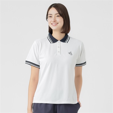 ELLE SPORT(エルスポーツ) カノコポロシャツ UV対策 吸汗速乾 接触冷感 ストレッチ レディス(シロ-S)