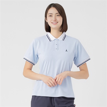 ELLE SPORT(エルスポーツ) カノコポロシャツ UV対策 吸汗速乾 接触冷感 ストレッチ レディス(ウスアオ-S)