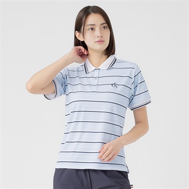 ELLE SPORT(エルスポーツ) カノコポロシャツ UV対策 吸汗速乾 接触冷感 ストレッチ レディス(Ａウスアオ-S)