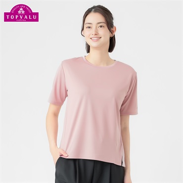 ピースフィットクール 無地半袖Tシャツ  遮熱 吸汗速乾 通気性 UVカット 再帰反射 透けにくい トップバリュ(TOPVALU) レディス(ウスアカ-S)