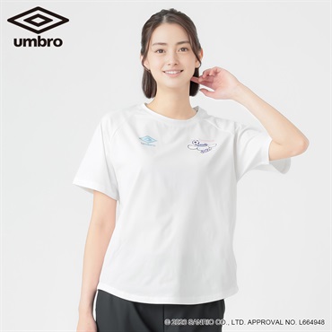 umbro×サンリオキャラクターズコラボTシャツ（ハローキティ/シナモロール）　　吸水速乾　UV対策　ストレッチ レディス(シロ-M)