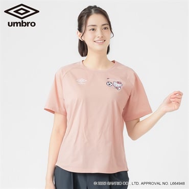 umbro×サンリオキャラクターズコラボTシャツ（ハローキティ/シナモロール）　　吸水速乾　UV対策　ストレッチ レディス(ウスアカ-M)