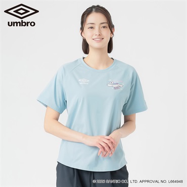 umbro×サンリオキャラクターズコラボTシャツ（ハローキティ/シナモロール）　　吸水速乾　UV対策　ストレッチ レディス(ウスアオ-M)