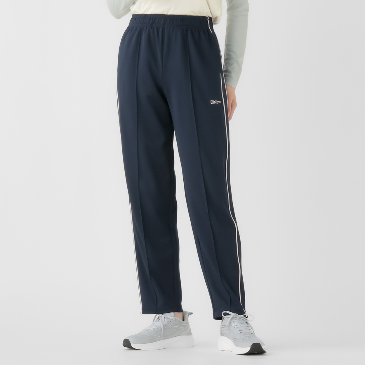 ELLE SPORT(エルスポーツ) 配色パイピングラインパンツ UV 吸汗速乾 抗ピル 抗菌防臭 通気性 レディス(コイアオ-M)