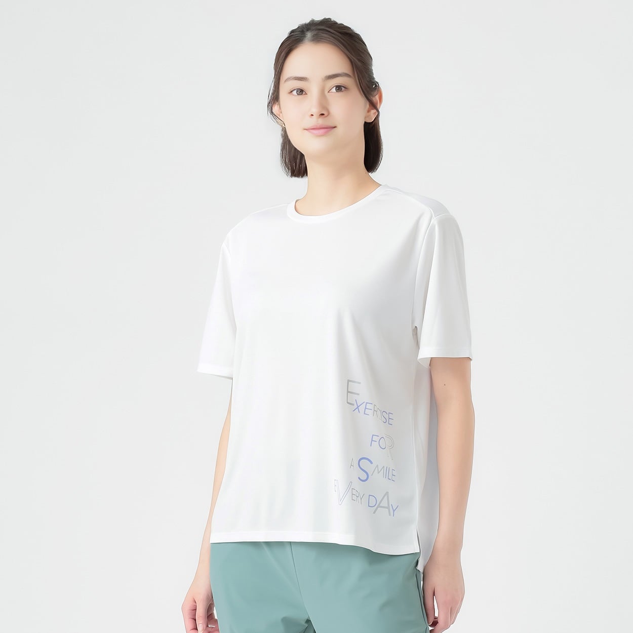 ボックスグラフィック半袖Ｔシャツ  吸水速乾 UVカット 接触冷感 再帰反射  sporsium（スポージアム） レディス(シロ-S)