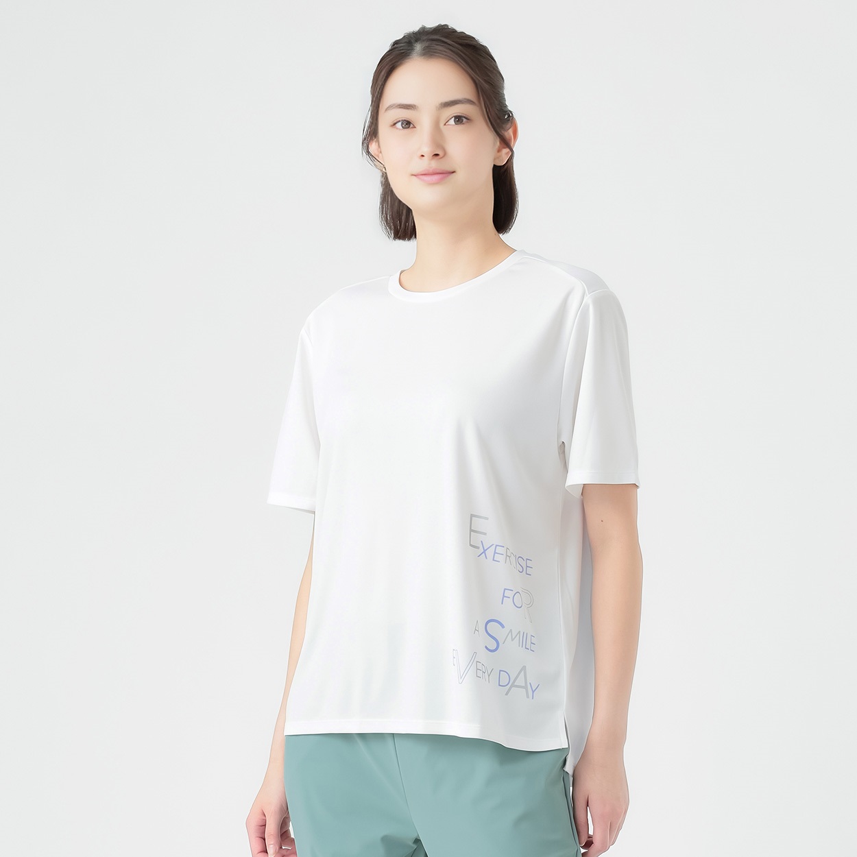 ボックスグラフィック半袖Ｔシャツ  吸水速乾 UVカット 接触冷感 再帰反射  sporsium（スポージアム） レディス(シロ-L)