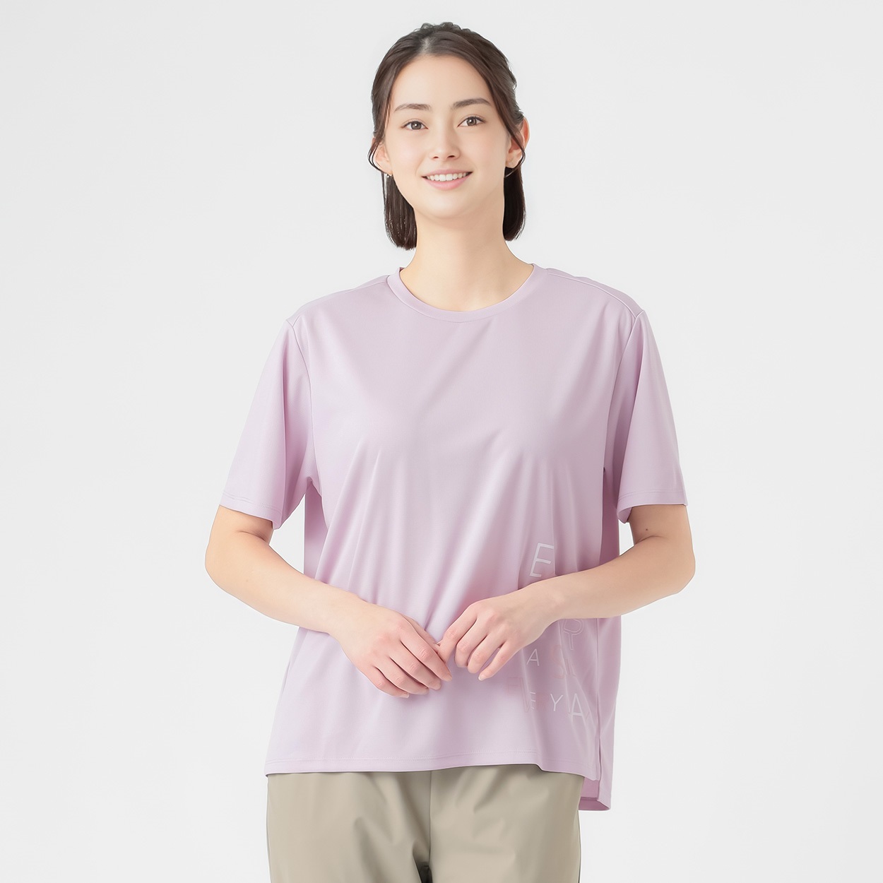 ボックスグラフィック半袖Ｔシャツ  吸水速乾 UVカット 接触冷感 再帰反射  sporsium（スポージアム） レディス(ウスアカ-M)