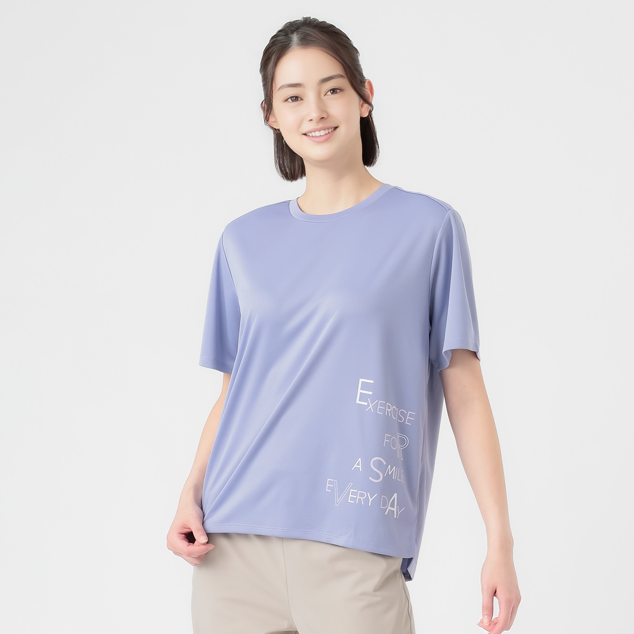 ボックスグラフィック半袖Ｔシャツ  吸水速乾 UVカット 接触冷感 再帰反射  sporsium（スポージアム） レディス(ウスアオ-XL)