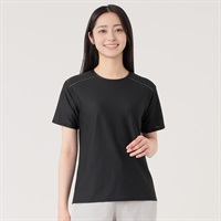 爆速乾半袖Tシャツ クイックドライ 通気性 UV対策   レディス(クロ-S)