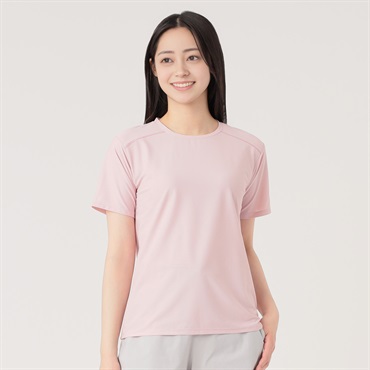 爆速乾半袖Tシャツ クイックドライ 通気性 UV対策   レディス(ウスアカ-S)