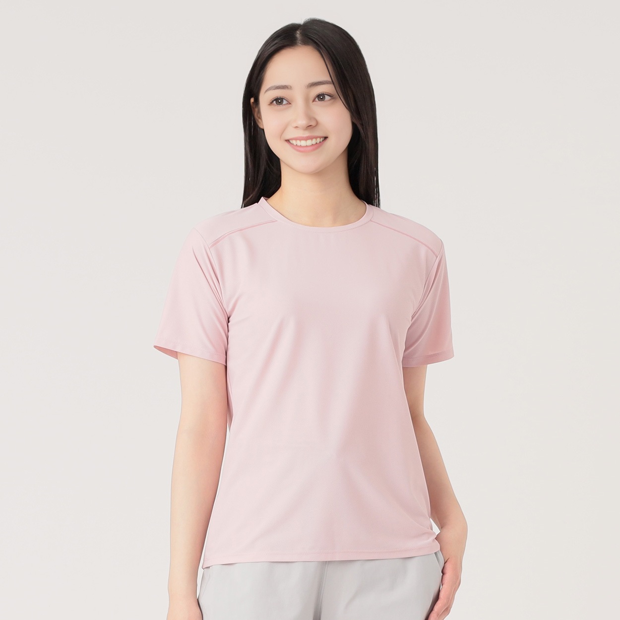 爆速乾半袖Tシャツ クイックドライ 通気性 UV対策   レディス(ウスアカ-XL)