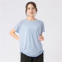 サイドギャザーチュニックＴシャツ UV対策 吸水速乾 レディス(ウスアオ-S)