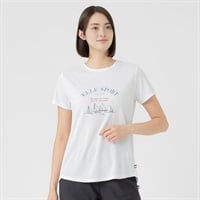 ELLE SPORT(エルスポーツ) オリジナルプリントTシャツ 吸汗速乾 UV 接触冷感 レディス(シロ-S)